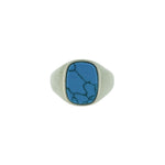 rectangle silver turquoise signet ring for him