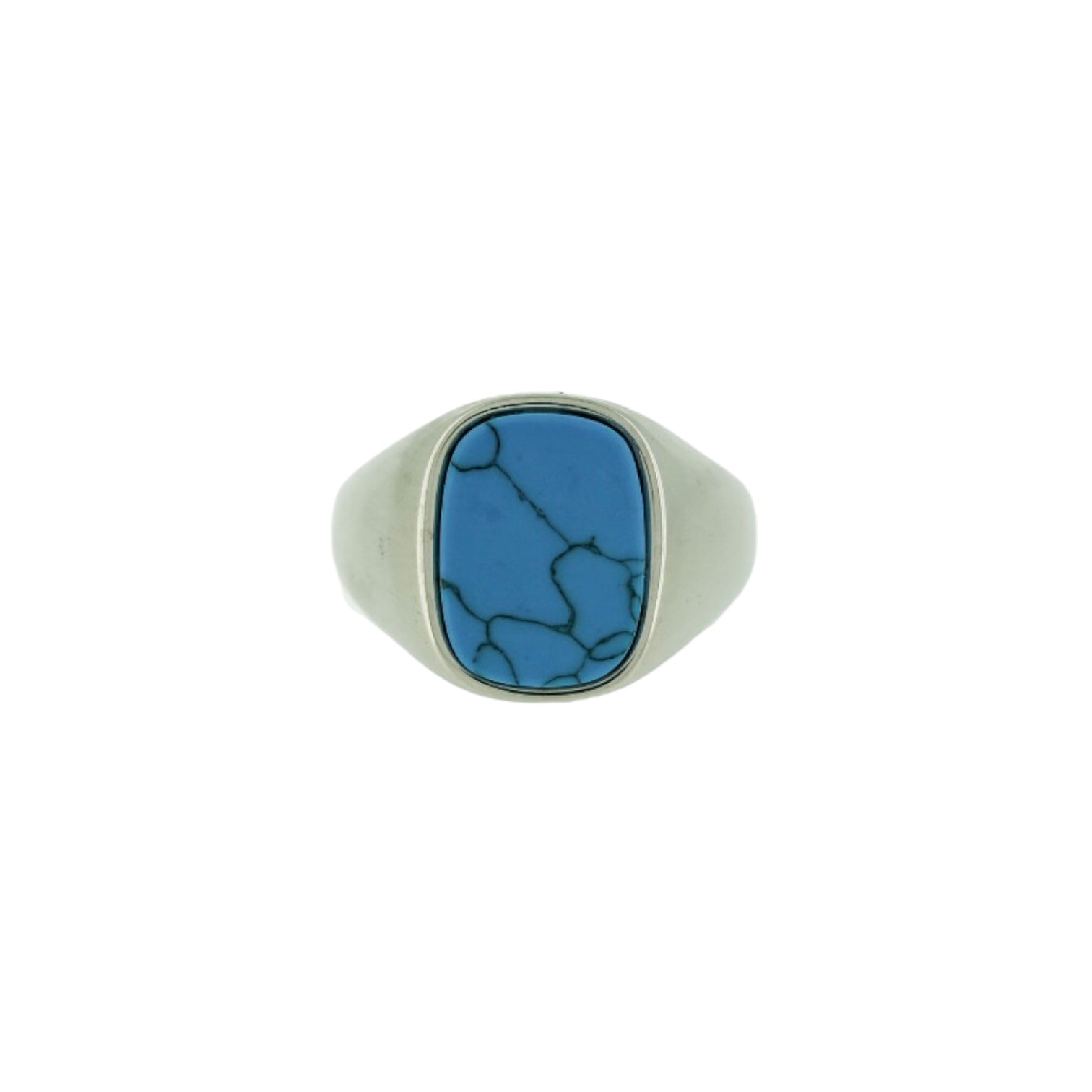 rectangle silver turquoise signet ring for him