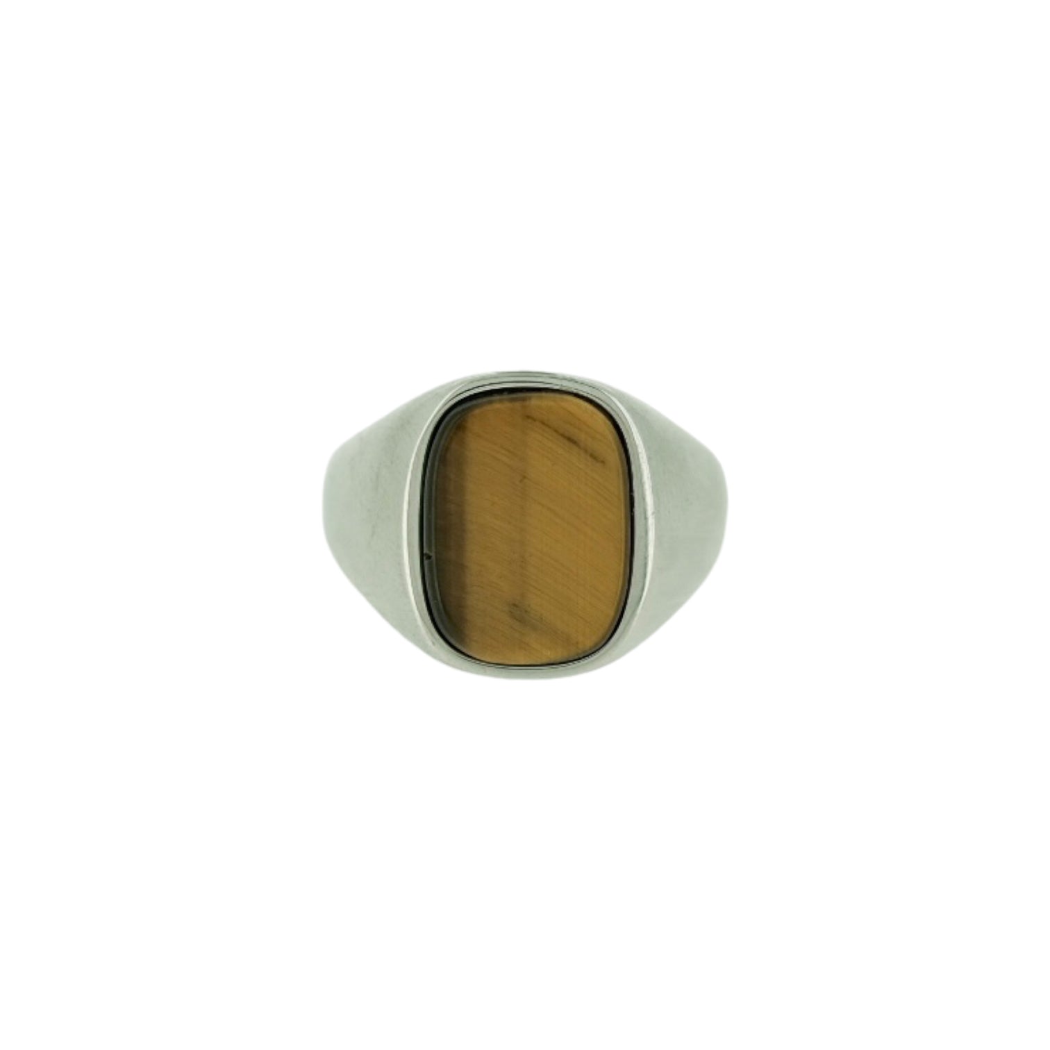 tigers eye silver signet ring with faux stone 