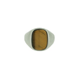 tigers eye silver signet ring with faux stone 