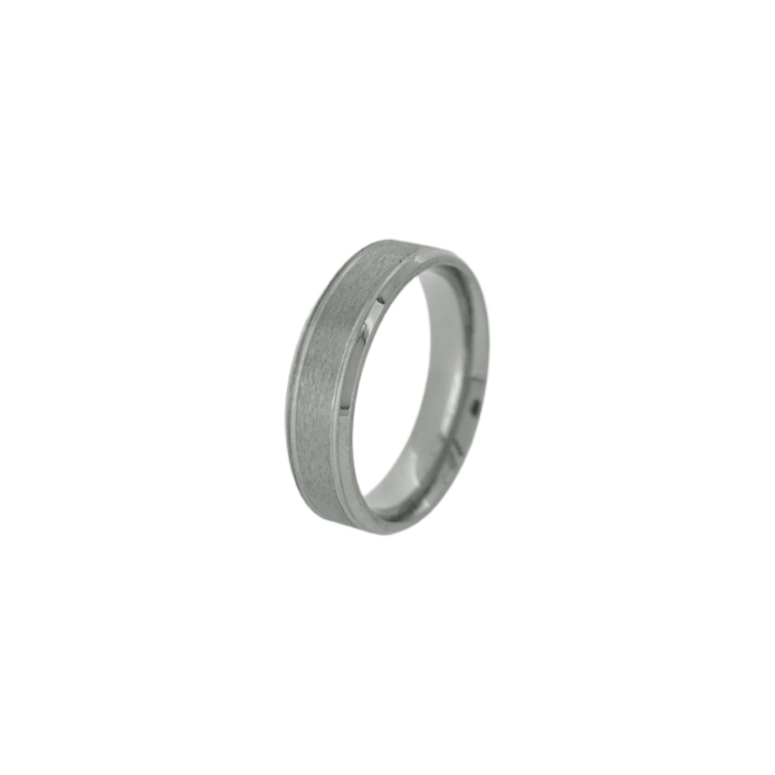 Brushed silver band ring