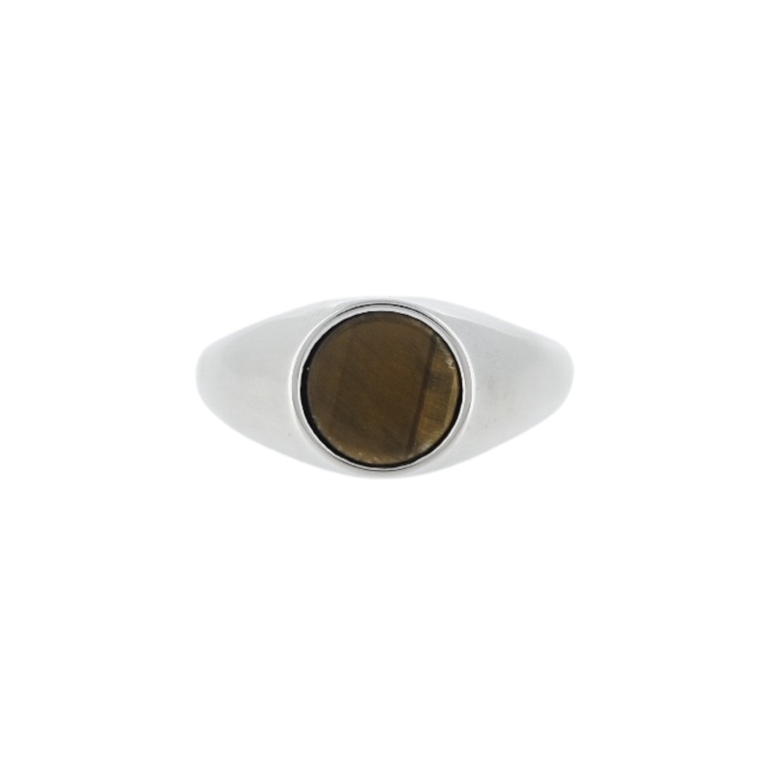 gold tigers eye stone silver signet ring for men