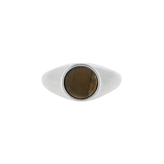 gold tigers eye stone silver signet ring for men