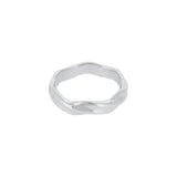 Mens stainless steel silver wave band ring