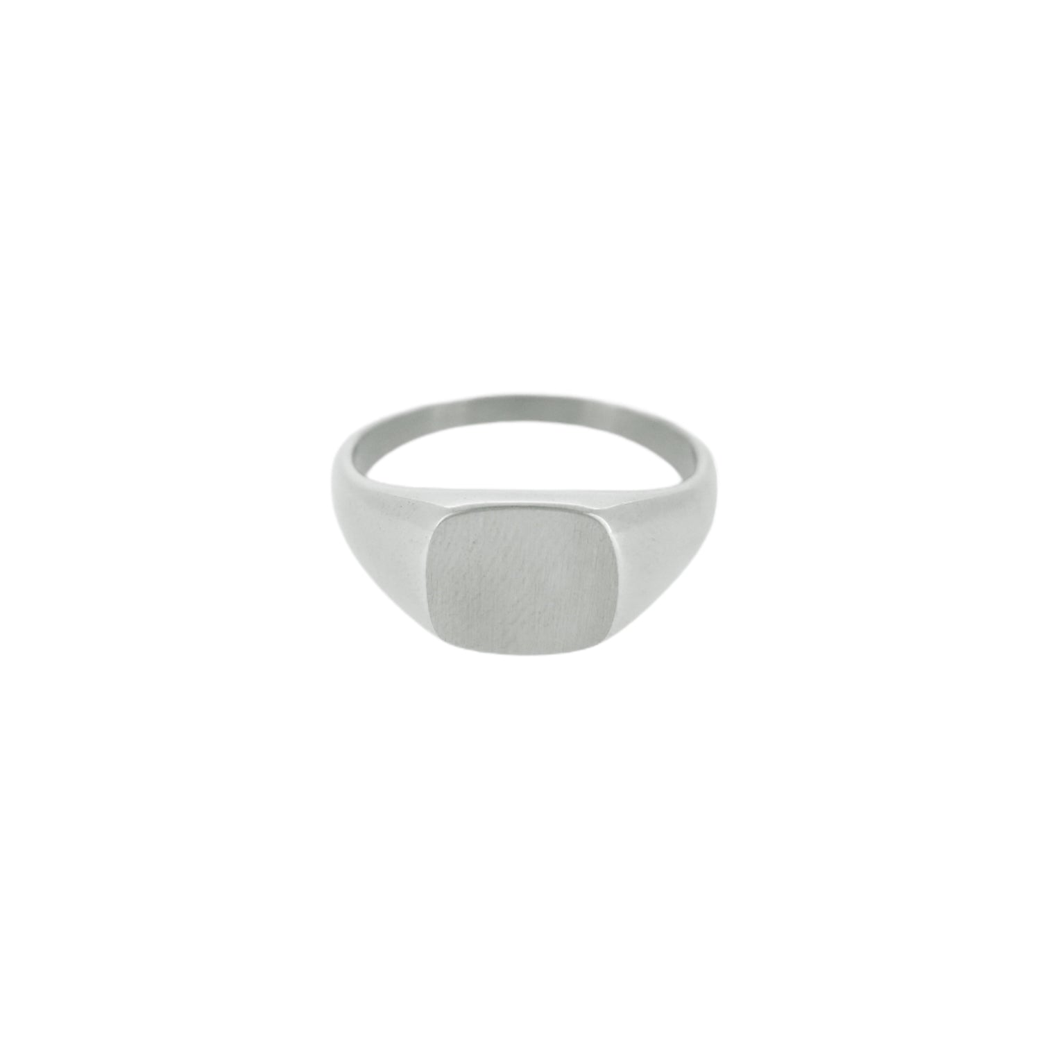 Silver mini signet ring with a brushed face