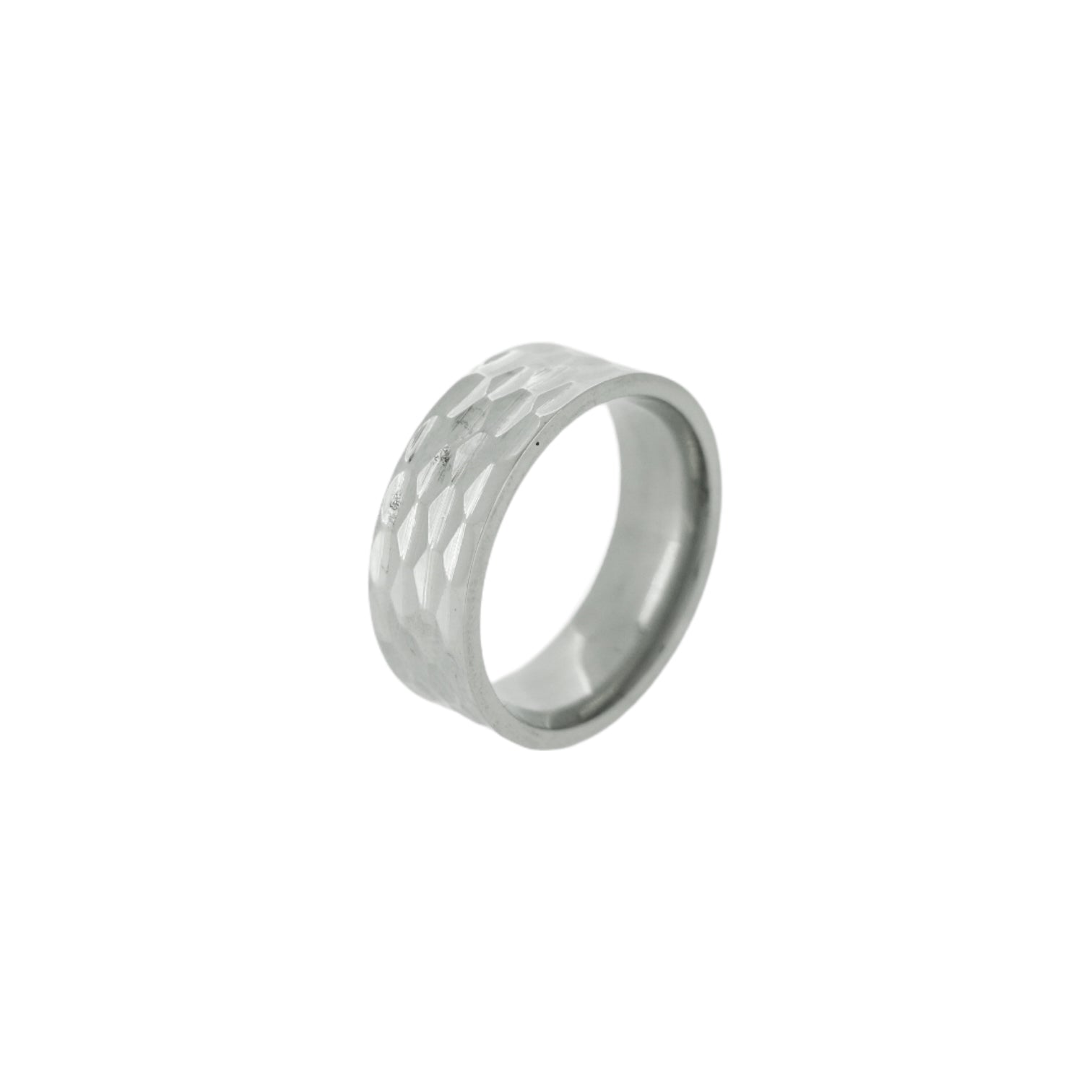 Hammered style silver band ring for men 
