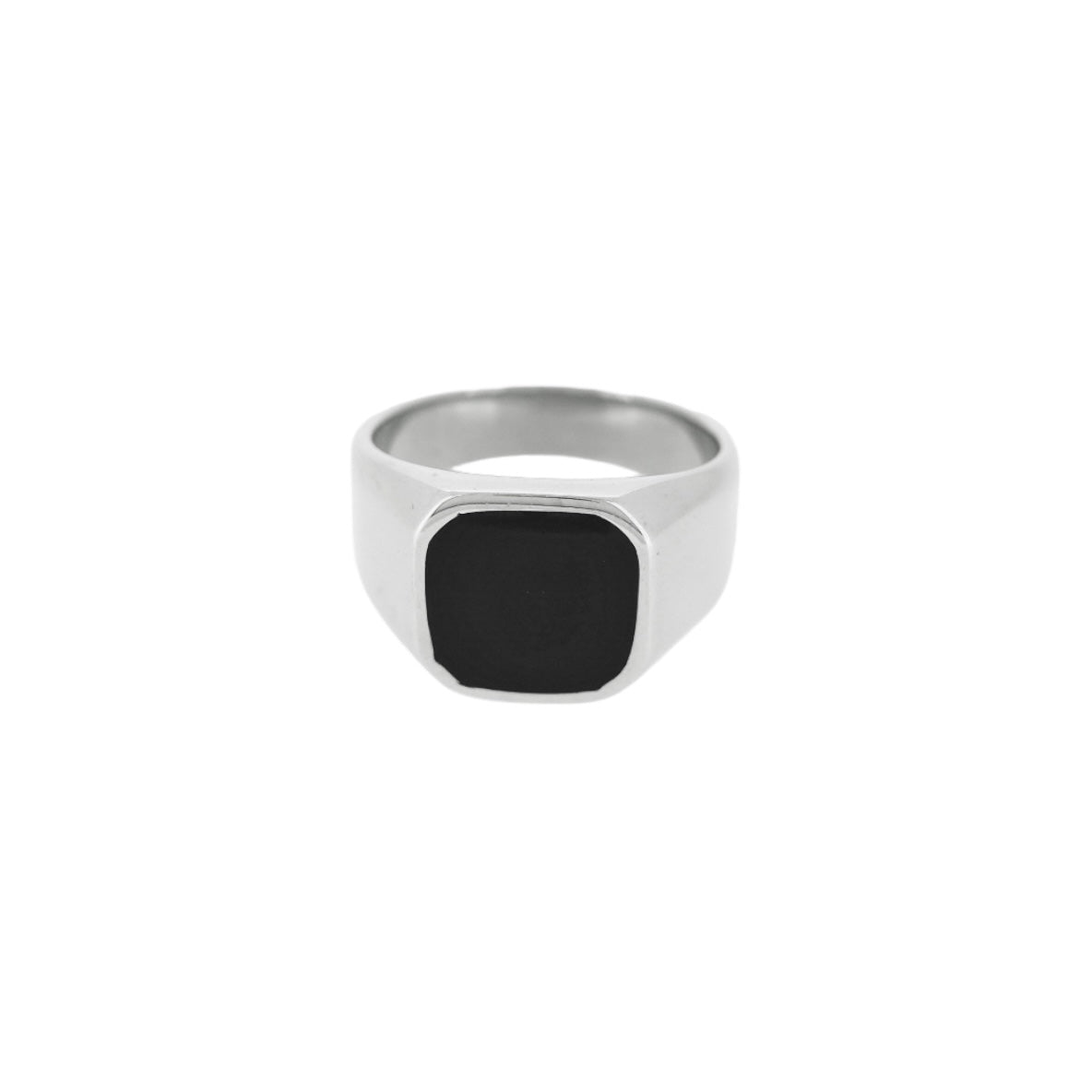 silver black stone style signet ring for him 