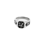 Mens silver engraved signet ring 