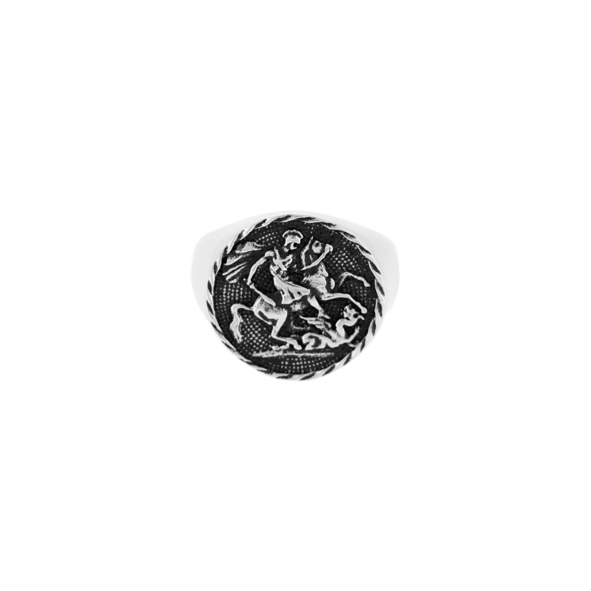 mens silver st george signet ring